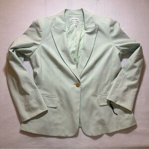 Calvin Klein Women’s Pastel Green Blazer 14 NWOT Gold Button